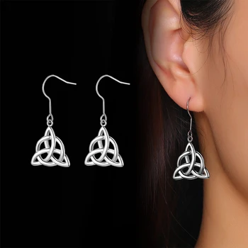 

Fashion Irish Celtics Knot Vintage Little Triangle Triquetra Pendant Earrings For Women Jewelry