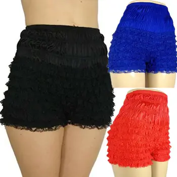 

Women Ladies Lace Frill Ruffle Knicker Safety Shorts Underwear High Waist Black Red Shorts Casual Slim Safety Shorts Pants