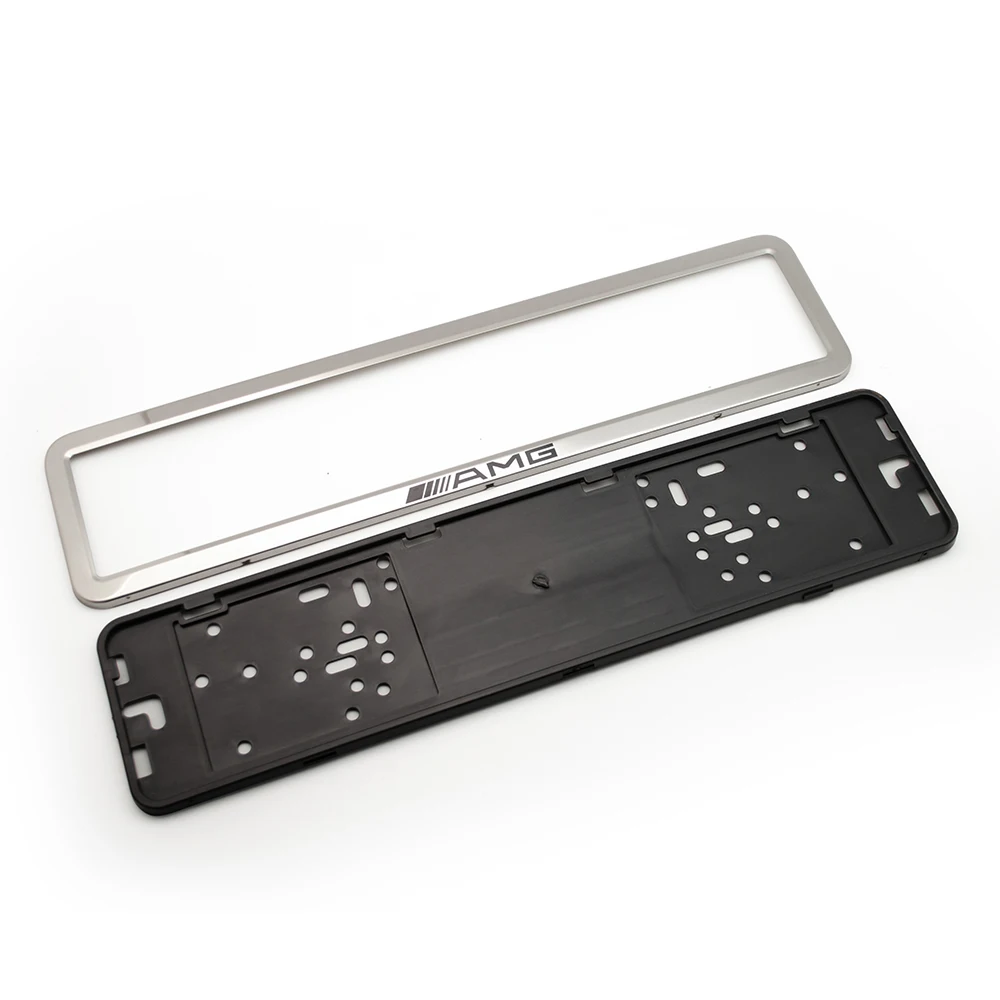

2Pcs AMG EU Stainless Steel License Plate Frame for Car Number RUS Auto Number Plate Holder Frame Holder Cover Car Accessory