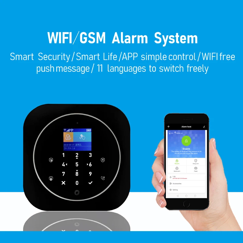 Wireless Home Security Wifi GSM Alarm System RFID LCD Keypad Autodial Siren Sensor Kit Tuya Smart App Control Motion Detector