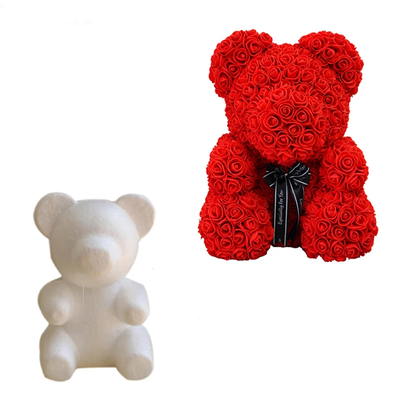 1 шт., 15 см/20 см/30 см, форма в виде розового медведя, сделай сам, для подарка, полистирол, пенопласт, шар, Искусственный цветок розы, медведь