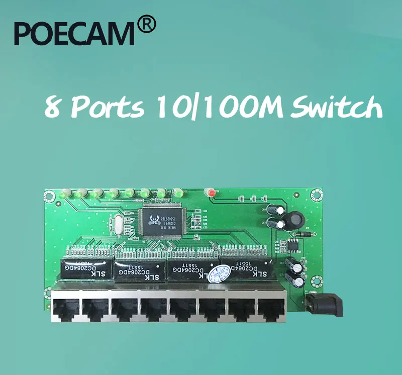 10/100 Мбит/с fast полный полудуплекс rj45 lan концентратора коммутатор PoE 8 порт коммутатора ethernet quike переключатель печатной платы expor Тайвань Чип Производитель realtek