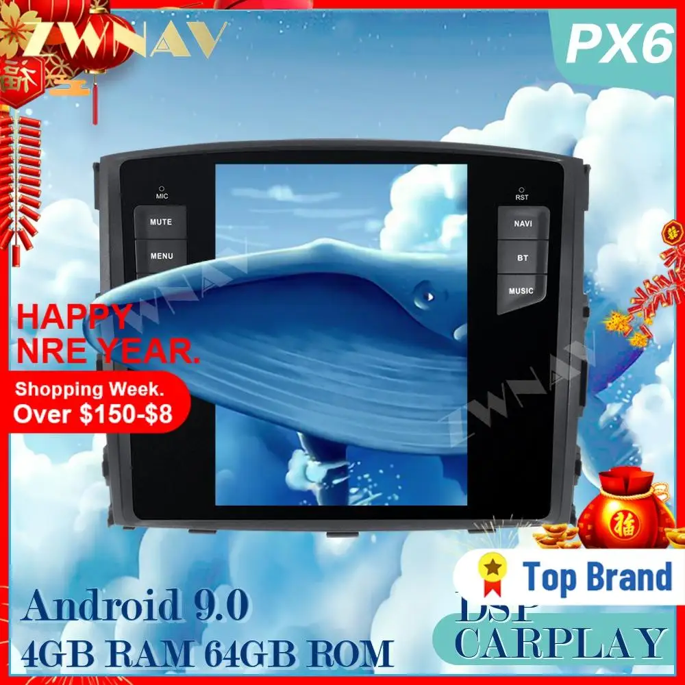 Автомобильный мультимедийный плеер в стиле Tesla с экраном Android 9 0 для MITSUBISHI PAJERO V97 V93