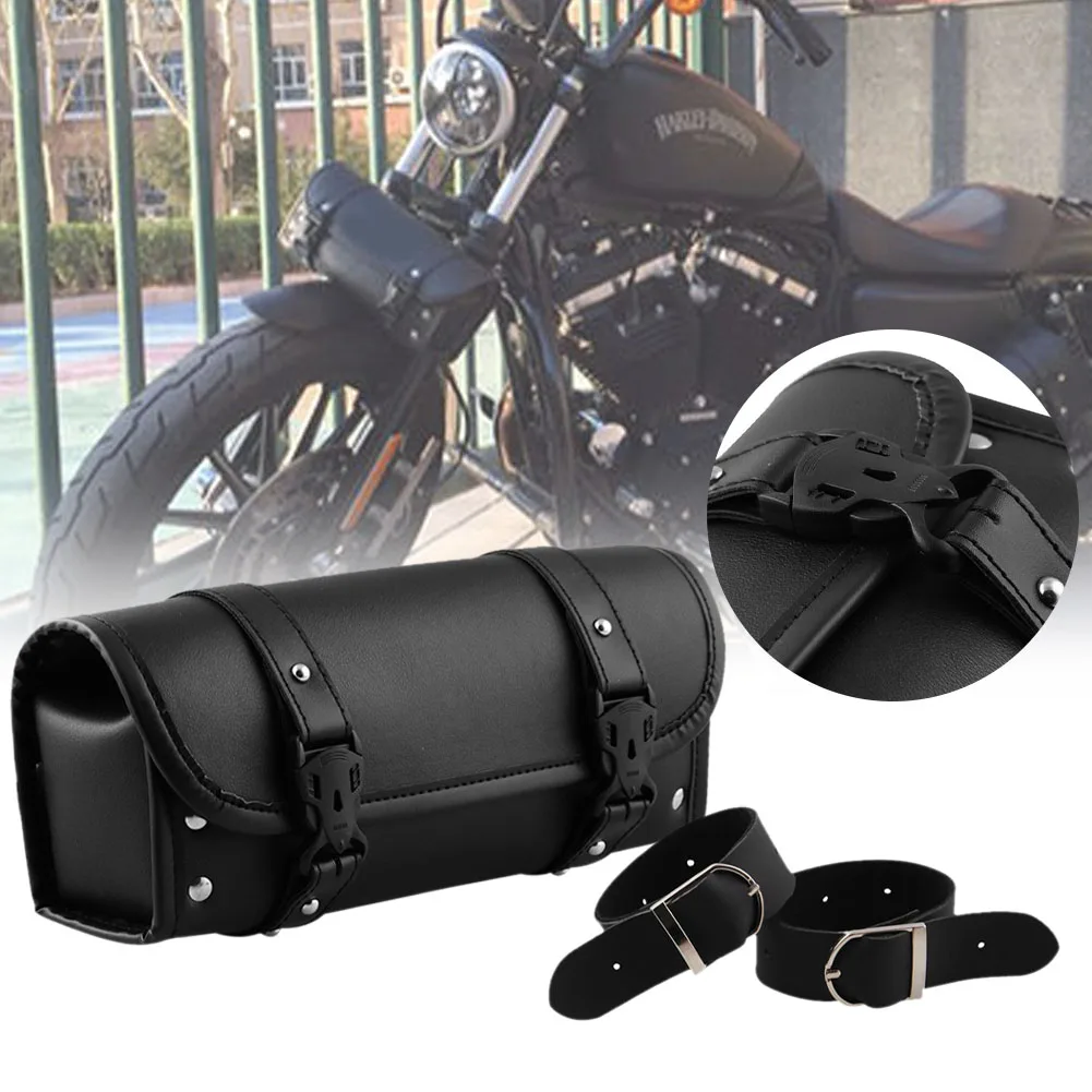 Motorcycle Side Front Handlebar Fork Tool Bag Barrel Roll Luggage PU Leather Motorcycle Side Front Handlebar Fork Tool Bag Barrel Roll Luggage PU Leather