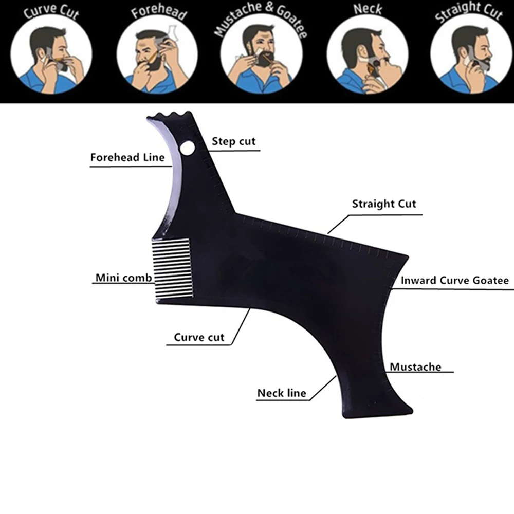 Black stainless steel razor scissors beard styling comb shaving blade set shaving suit razor set
