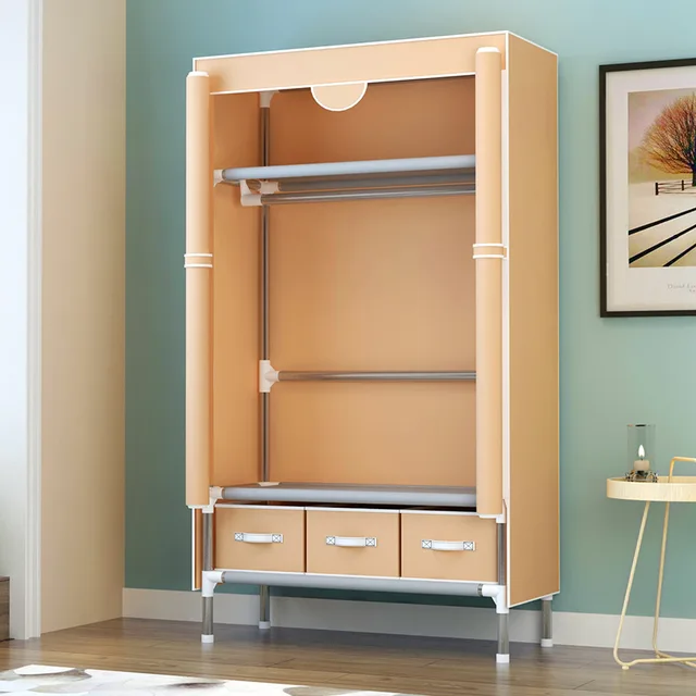 Non-Woven Fabrics Wardrobe Coffee Fabric Closet Portable Folding Dust-proof Waterproof Storage Cabinet Bedroom Home Furniture 1  90x45x170cm