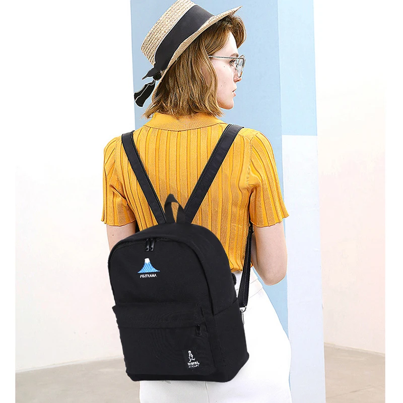 Винтажный Черный холщовый дорожный школьный рюкзак для девочек-подростков с вышивкой и буквенным принтом, рюкзак для ноутбука Mochilas