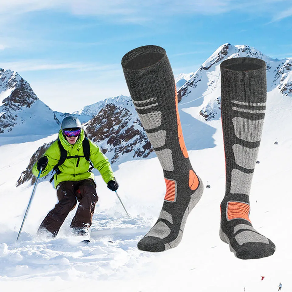 CoolFit 1 Pair Merino Wool Thermal Socks Men Women Winter Long Warm Compression Socks For Ski Hiking Snowboarding Sports