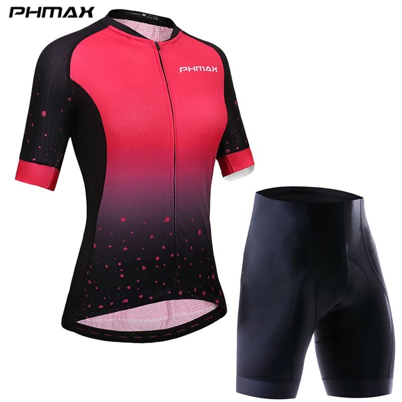 Cycling set PHMAX женский короткий рукав Велоспорт Джерси Набор велосипедная одежда велосипедная Одежда дышащая удобная анти-УФ велосипедная одежда - Цвет: Cycling set