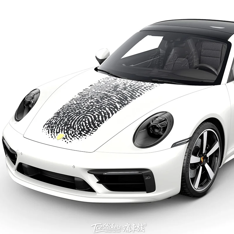 

Car sticker FOR 718 911 Mustang Camaro sports car front cover decoration modified fingerprint car decal