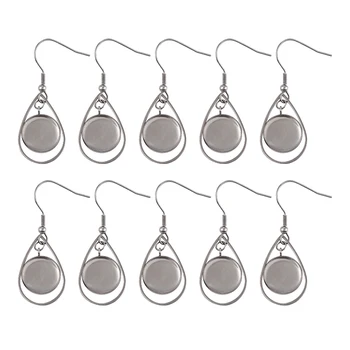 

20pcs/Lot Stainless Steel Earring Hook Blank Base Setting Fit 12mm Dia Abochon Tray Bezel For DIY Jewelry Making Accessories