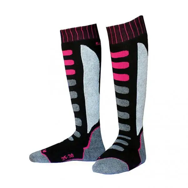 

1 Pair Winter Thermal Long Ski Snowboarding Sport Socks EU 35-38 Black Pink Longer Leg Skiing Hiking Socks