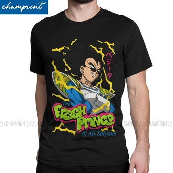 

Men T-Shirts Fresh Prince Of All Saiyans Crazy 100% Cotton Tees Short Sleeve Vegeta Saiyan Dbz Dragon Ball T Shirts Gift Idea