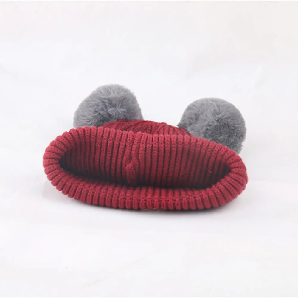 Baby Winter Hats kids knitted hat double wool hat boys girls Crochet Beanie for Toddler Bonnet Newborn Photography P