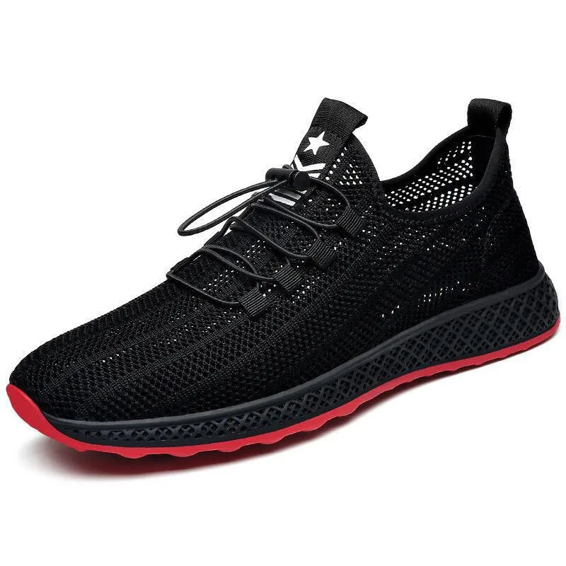 Men's Casual Sports Shoes Mesh Breathable Comfortable Lightweight Gym Tennis Shoes Sports Running Shoes Lace up Men Sneakers - Цвет: black