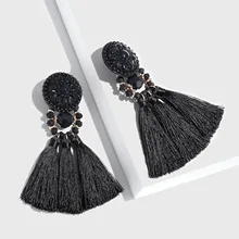Разноцветные богемные этнические серьги-кисточки DIY серьги шерстяные Ретро подвеска с длинной кисточкой Темперамент Преувеличенные ювелирные изделия