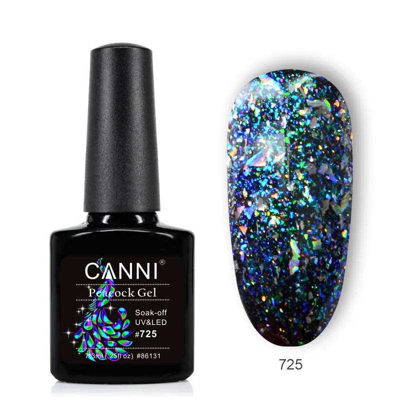 CANNI, новые продукты для ногтей, замачиваются, долговечная черная основа, Павлин, Гелевый лак, Звездные блестки для ногтей, Цветной Гель-лак