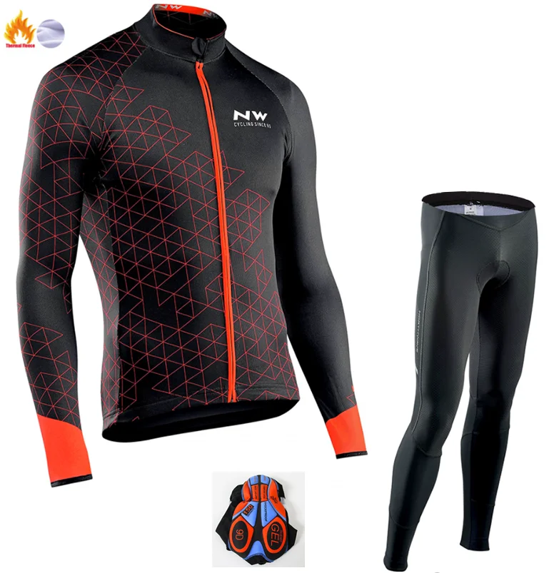 Ropa ciclismo теплая Зимняя Теплая Флисовая велосипедная одежда, мужская Трикотажная одежда, костюм для езды на велосипеде, MTB Одежда, комбинезон, комплект - Цвет: Winter Cycling Suit