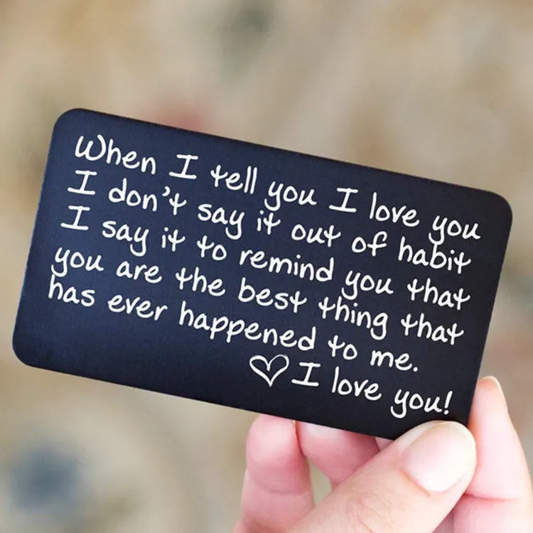 

Wallet Inserts Cards for Men Woman Husband Stainless Steel Anniversary Valentine's Day Jewelry When I Tell You T Love You