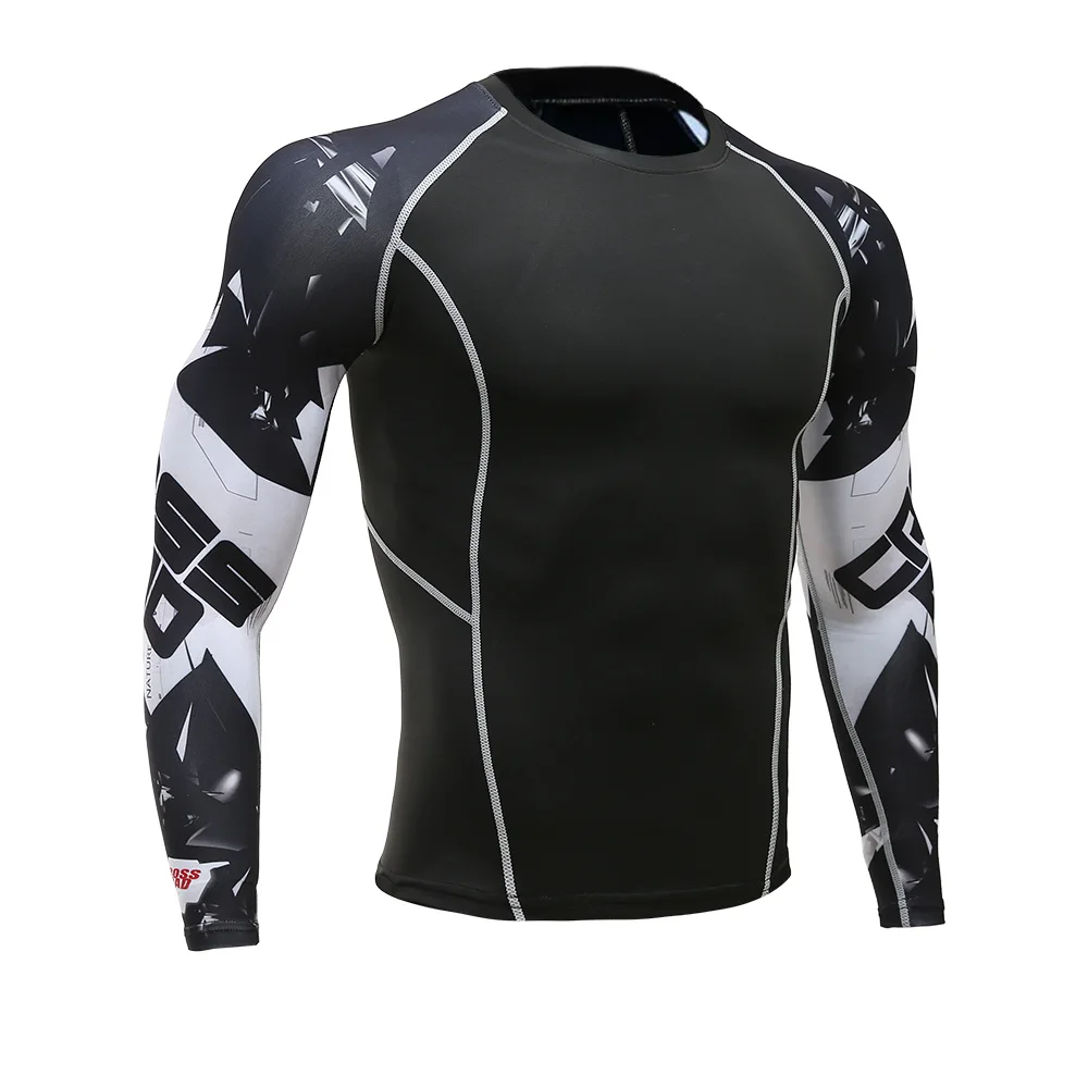 Мужская Тренировочная футболка Rashguard с длинными рукавами облегающая