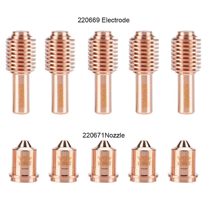 Top-5Pcs 220669 Electrode+5 Pcs 220671 Nozzle Tips Plasma Torch Consumable for MAX45