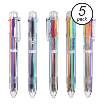 

5 Pack 0.5mm 6-in-1 Multicolor Ballpoint Pen，6-Color Retractable Ballpoint Pens for Office School Supplies Students Children Gif