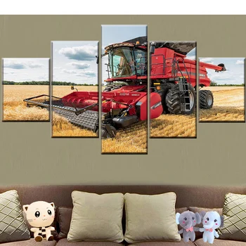

5 piece Diamond Embroidery Harvest Tractor Wheat Picture Car Diamond Paintings Fast Delivery Mosaic Cross Stitch Multi-Panel