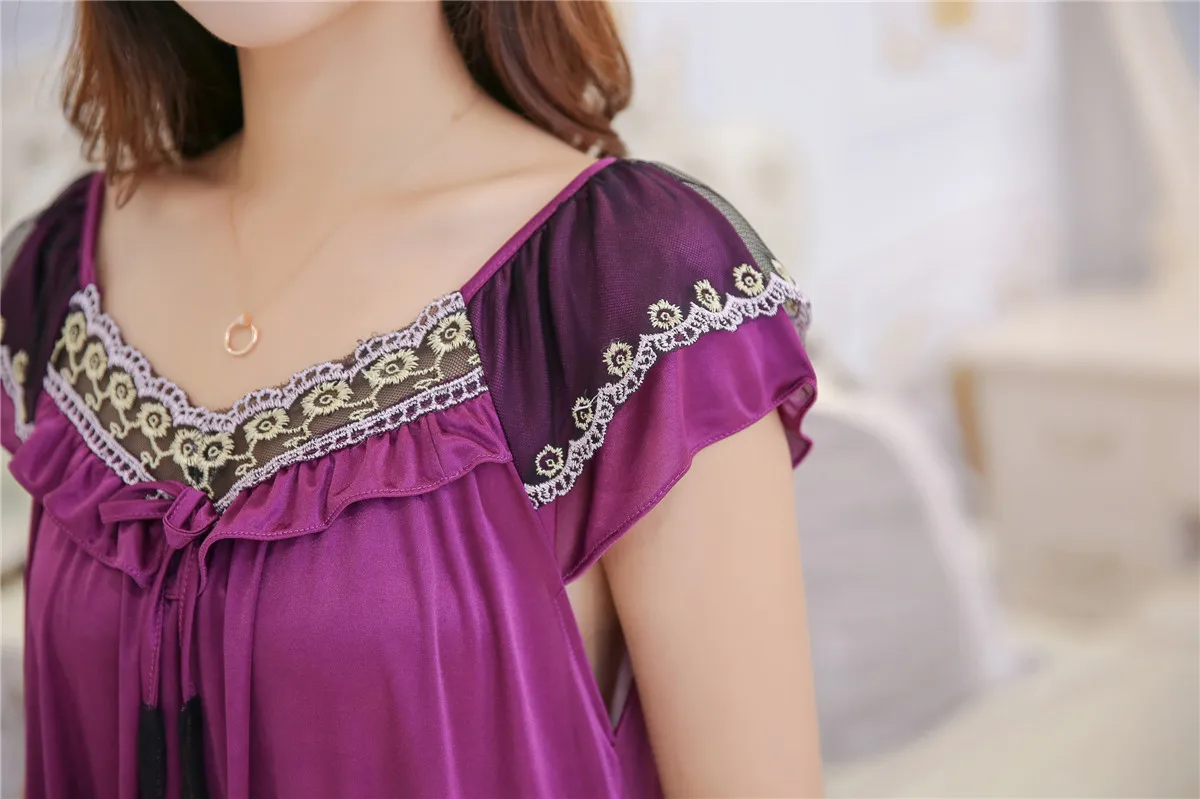 Летнее платье плюс-Размер затрудняетесь в выборе правильного размера?-Для женщин вискоза средней длины, Ночная сорочка с короткими рукавами для женщин среднего возраста Для женщин домашняя ночная рубашка
