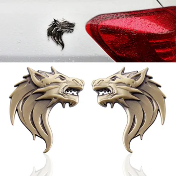 

1PCS Wolf Head Logo Car Sticker 3D Wolf Beast Metal Trunk Emblem Badge Accessories For Ford Focus Mustang VW Peugeot Honda