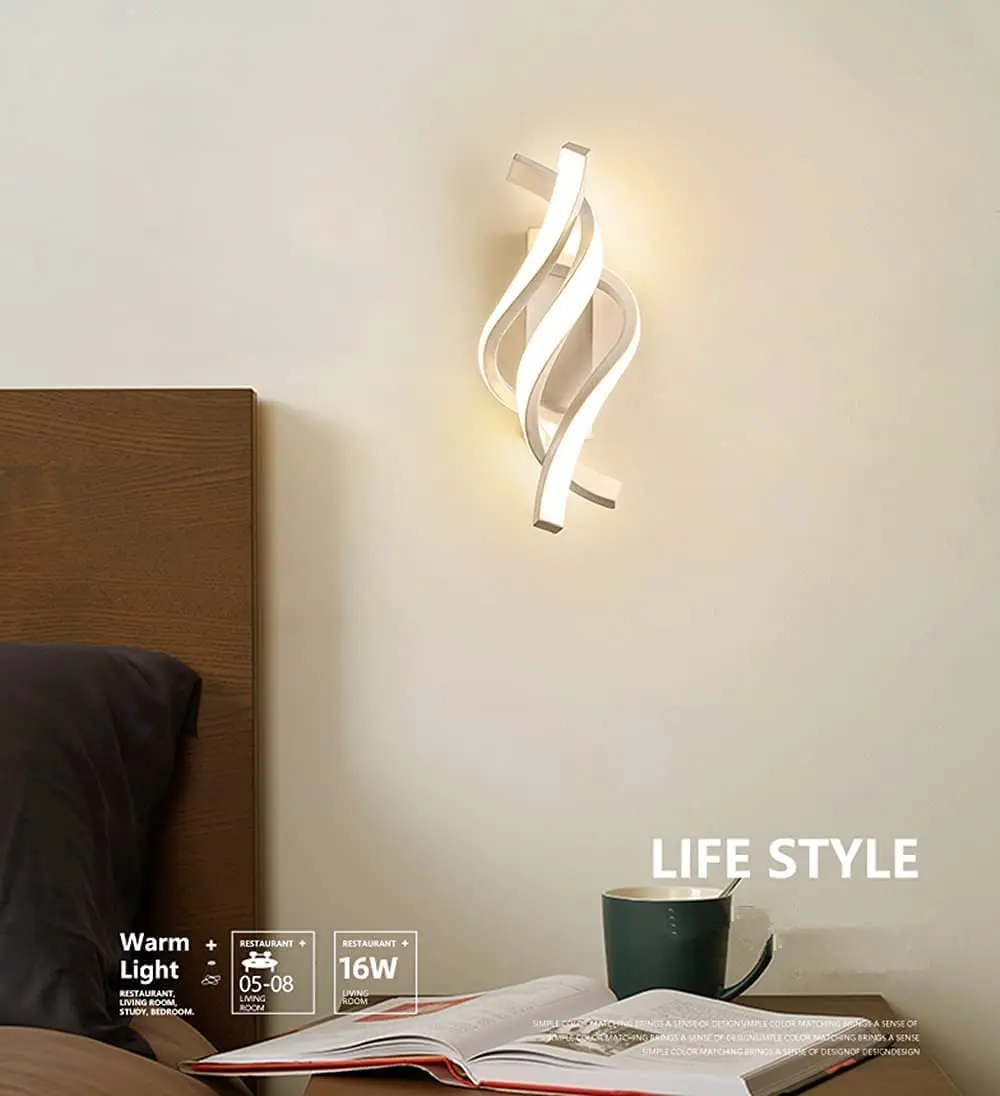 night lamp for bedroom wall Modern LED Wall Lamp Spiral Design Dimmable Bedside Lamp Energy Efficient for Living Room Bedroom Study Balcony Decor Lamp wall lamps for bedroom