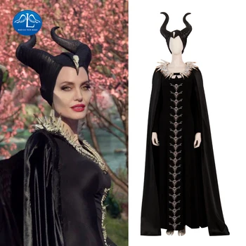 

Movie Maleficent Mistress of Evil Dark Witch Cosplay Angelina Jolie Costume Halloween Party Women Costume Full Set Custome Made