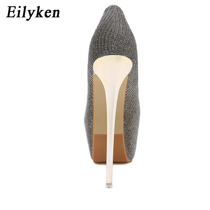 Eilyken/Модная обувь на платформе с круглым носком на очень высоком каблуке 16,5 см; обувь в полоску; пикантные туфли-лодочки на шпильке с ремешком на пятке; шикарные свадебные вечерние туфли-лодочки