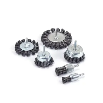 

6x Twisted Knotted Wire Brush Round Wheel Set Turning Tool Shank 6mm Hot Sale