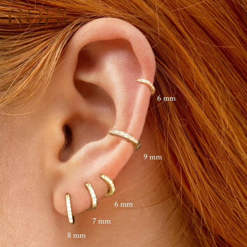Roxi-pendientes de aro de Plata de Ley 925 para mujer y hombre, aretes pequeños de hueso del oído, aros para los oídos, A30