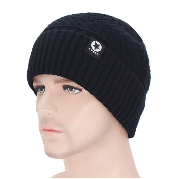 black hat Skullies Beanies, женская зимняя шапка, мужские зимние шапки для мужчин, шапка s, шапочка с шарфом, толстая меховая Мужская зимняя шапка, женская вязаная шапка - Цвет: black hat