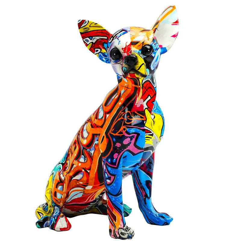 Painted Graffiti Simple Creative  Living Room Color Dog Decorations Home Entrance Wine Cabinet Office Decorations Resin Crafts