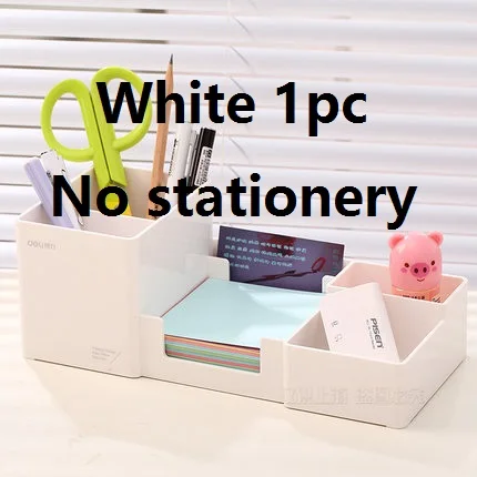 White 1pc Цельнокроеное платье ручка подставки, держатели для офиса Пластик Dest канцелярские держатель большой Ёмкость 254x112x50mm Черный Цвет гастроном 9118 - Цвет: White 1pc