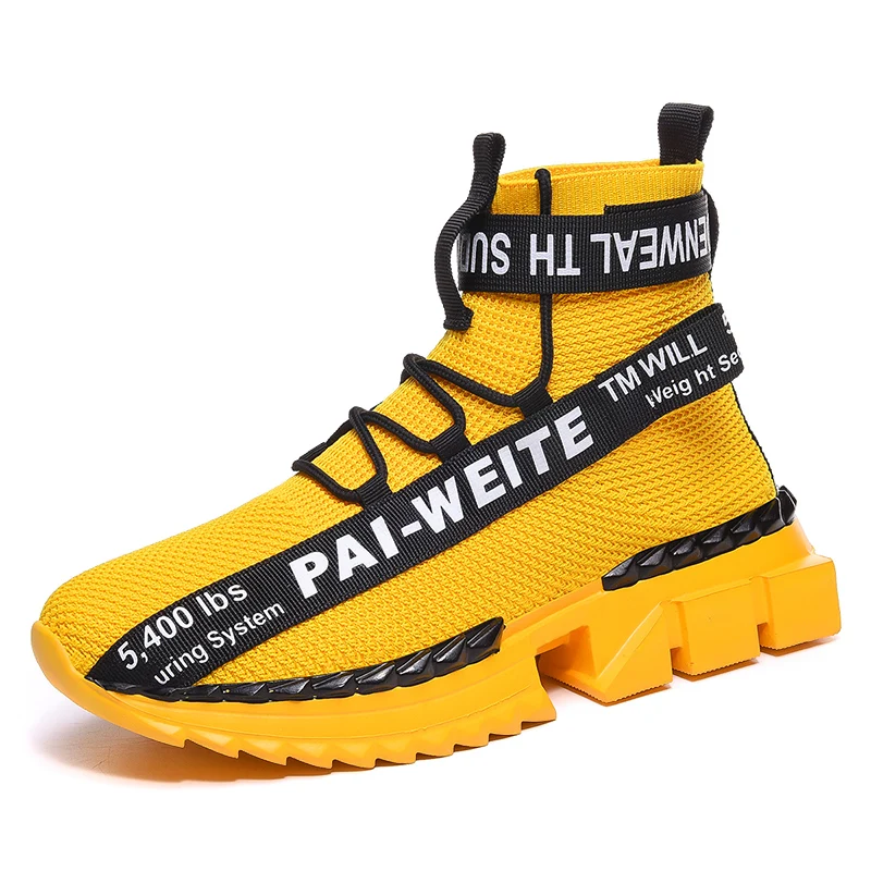 yellow high top shoes
