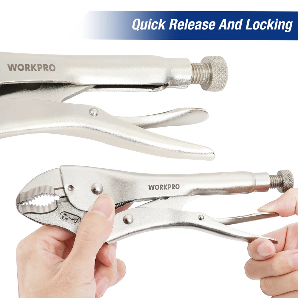 Universal Pliers Hand Tools Multifunctional Pliers Multifunctional Tools WORKPRO Locking Pliers Set CRV Lock Pliers Curved Jaw Straight Long Nose Multi-function Welding Tools