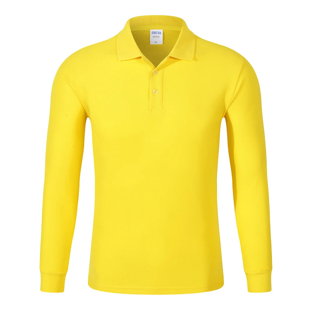 Высококачественная Осенняя хлопковая рубашка с длинным рукавом, одноцветная рубашка, трендовая стильная повседневная рубашка размера плюс 4XL, топы высокого класса, поло на заказ - Цвет: Yellow