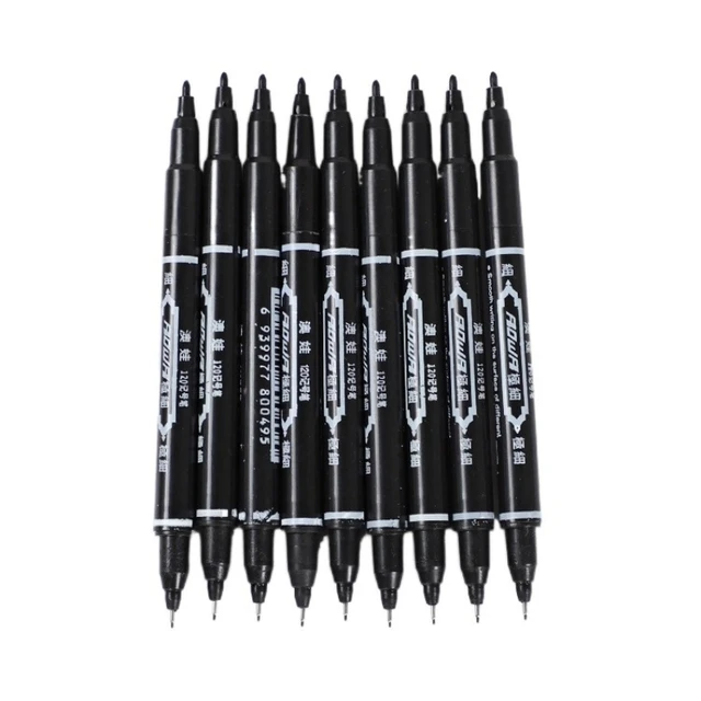 24 Tolsen Black Permanent Markers Quick Dry Non-Fading Waterproof Ink 2MM  Point