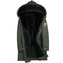 Шуба из натурального меха норки с подкладкой из меха енота, парка с воротником, мужская повседневная теплая парка размера плюс 5XL, куртка LM15063-6 YY616