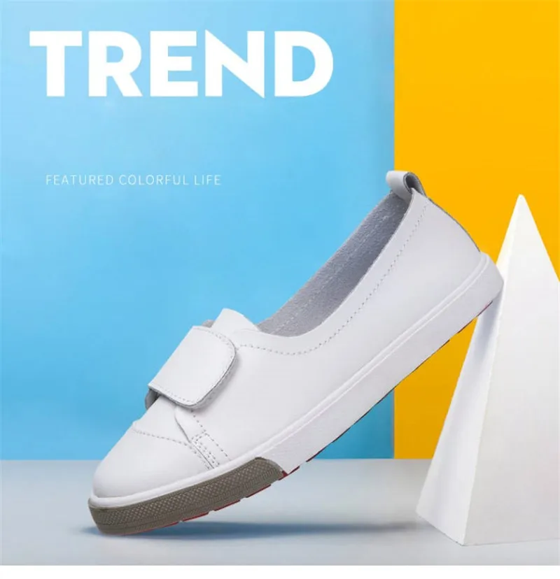 Korean Comfortable Leather White Women's Shoes Soft Bottom Non-slip Loafers Shoes Woman Black 2020 New Shallow Lady  Flat Shoes  (16)
