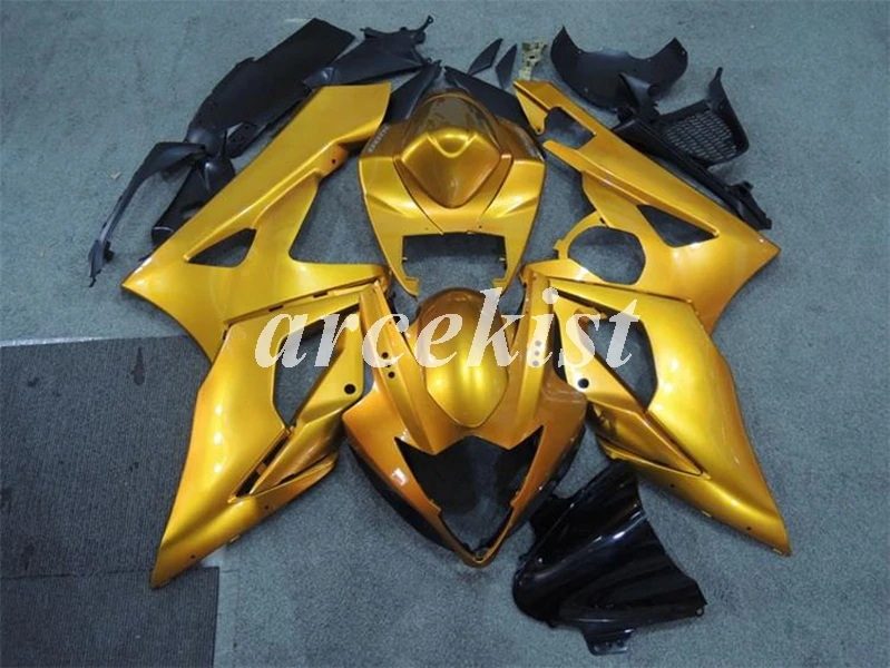 golden Литьевая форма ABS Полный мотоцикл обтекатели комплект подходит для Suzuki GSXR1000 GSXR-1000 K5 05 06 2005 2006 набор кузова красный желтый - Цвет: golden