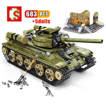 

SEMBO 683pcs Military Soviet Steel empire Tank vehicle Building Blocks Compatible Army WW2 Soldiers Police Weapon Bricks Toys