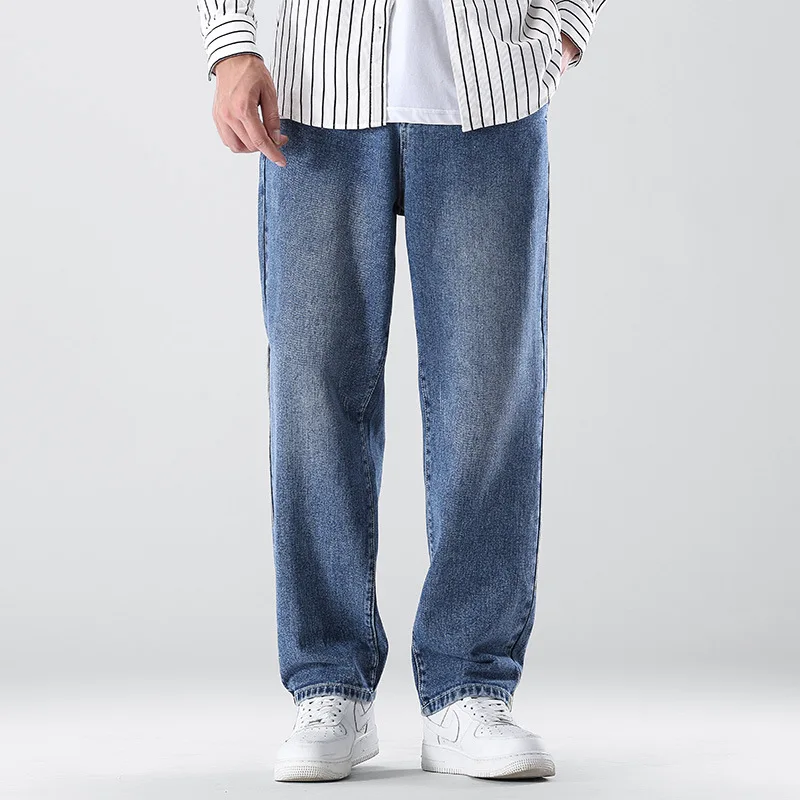 Men's Jeans Fashion Loose Straight New Casual Wide Leg Pants Cowboy Male Streetwear Japanese Hip Hop Trousers Plus Size Clothes 2