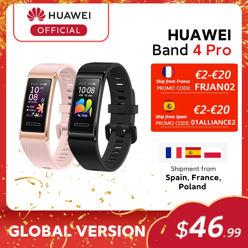 Умный Браслет глобальная версия Huawei Band 4 Pro измерение уровня кислорода в крови