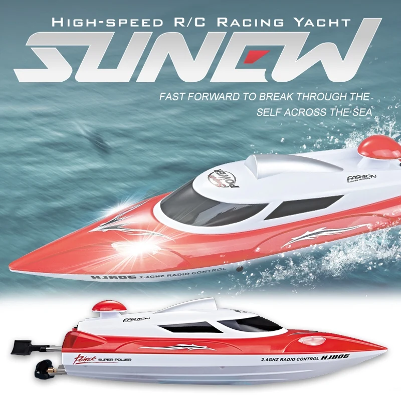 HONGXUNJIE HJ806 высокая скорость 35 км/ч 200 м Контроль расстояния Быстрая RC лодка черный - Цвет: Red