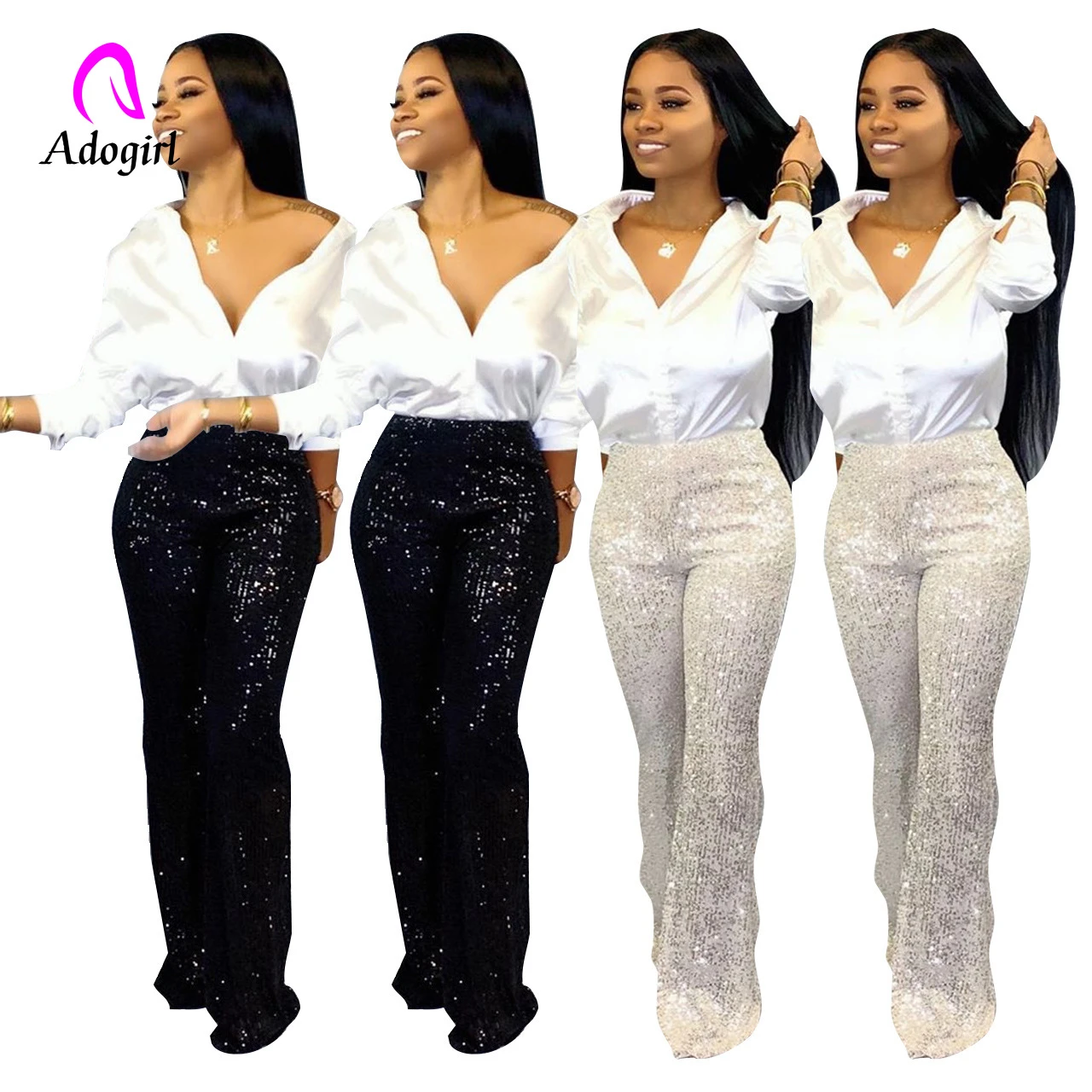 sequin wide leg pants plus size