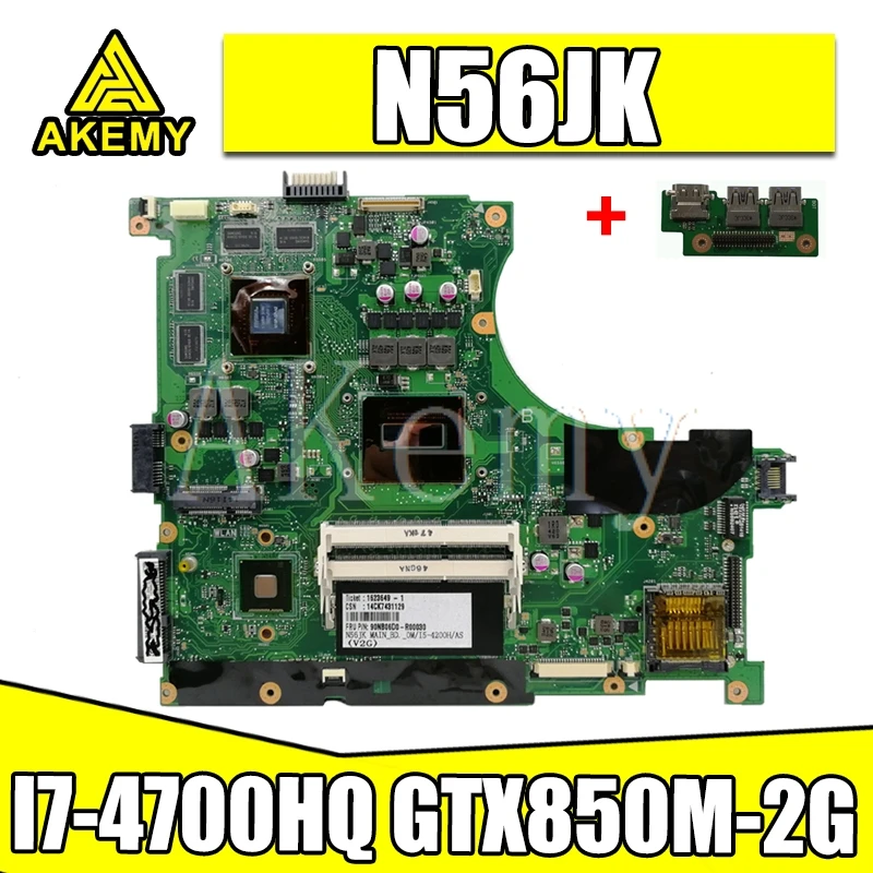 Отправка платы N56JK материнская плата I7 4700HQ GTX850M 2G для For Asus N56J N56 ноутбука